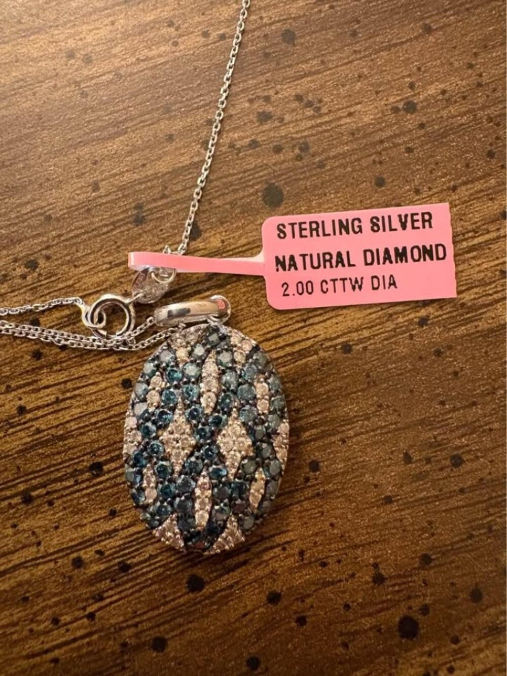Sterling Silver 2.00 CTTW Natural Diamond Pendant Necklace